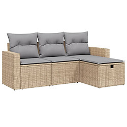 vidaXL Salon de jardin avec coussins 4pcs mélange beige résine tressée