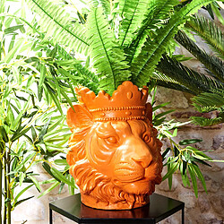 Acheter Toilinux Cache-pot Lion pour plante - Intérieur et Extérieur - Hauteur 35 cm - Orange