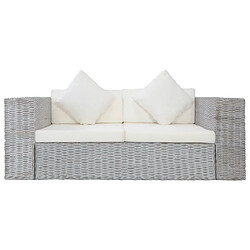 Avis Maison Chic Canapé à 2 places,Sofa de Salon,Canapé droit avec coussins Gris Rotin naturel -GKD409490