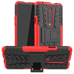 Wewoo Coque Pour OnePlus 7T Pro Texture de pneu TPU antichoc + PC Housse de protection avec support rouge