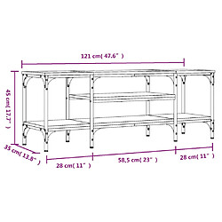 vidaXL Meuble TV chêne fumé 121x35x45 cm bois d'ingénierie et fer pas cher