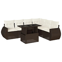 vidaXL Salon de jardin avec coussins 7 pcs marron résine tressée