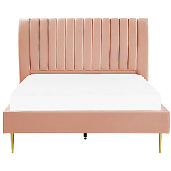 Acheter Beliani Lit double en velours rose pêche 140 x 200 cm MARVILLE