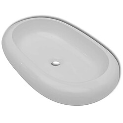 vidaXL Lavabo en forme ovale Céramique 63 x 42 cm Blanc