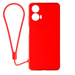 Avizar Coque pour Motorola Moto G24, G04 et G04s Silicone Soft-touch Dragonne Rouge