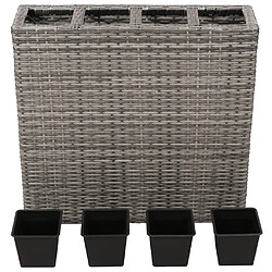 Acheter vidaXL Lits surélevés de jardin avec 4 pots 2pcs Résine tressée Gris