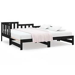 vidaXL Lit coulissant sans matelas noir bois de pin massif