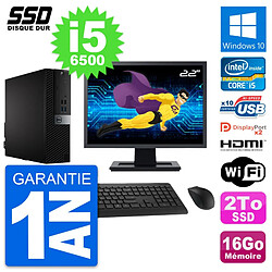 PC Dell 7040 SFF Ecran 22" Intel i5-6500 RAM 16Go SSD 2To HDMI Windows 10 Wifi - Occasion