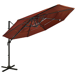 Maison Chic Parasol Jardin | Parasol à 4 niveaux avec mat en aluminium Terre cuite 3x3 m - GKD69691