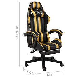 vidaXL Fauteuil de jeux vidéo avec repose-pied Noir et doré Similicuir pas cher