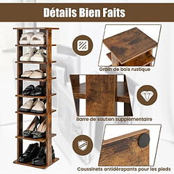 Helloshop26 Meuble à chaussures 7 niveaux en forme de tour peu encombrante rangement d'angle 27 x 26 x 110 cm café 20_0005905