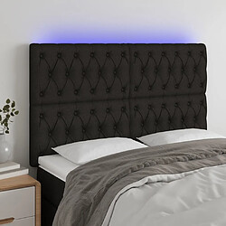 Maison Chic Tête de lit scandinave à LED,meuble de chambre Noir 160x7x118/128 cm Tissu -MN69036