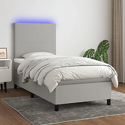 vidaXL Sommier à lattes de lit avec matelas et LED Gris clair 80x200cm