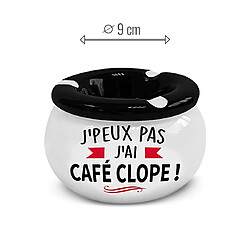 Cendrier Céramique J'peux Pas J'ai Café Clope! - Couvercle Amovible - Trois Encoches