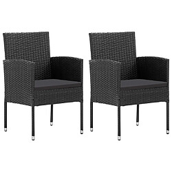 vidaXL Chaises de jardin avec coussins noir lot de 2 résine tressée