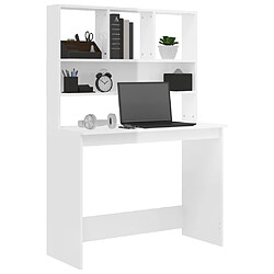 Avis vidaXL Bureau et étagères Blanc brillant 102x45x148 cm Bois ingénierie