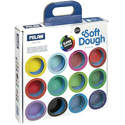 MILAN - Mallette 16 bouteilles 30 g Pâte douce Soft Dough Couleurs assorties (Incl. Neon et Glitter), Multicolore (FACTIS, S.A. 913316SC)