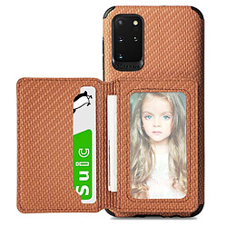 Coque en TPU + PU avec béquille et porte-carte marron pour votre Samsung Galaxy S20 Plus