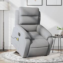 Maison Chic Fauteuil Relax pour salon, Fauteuil inclinable de massage électrique Gris clair Tissu -GKD46430