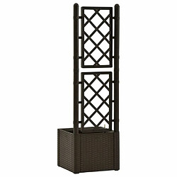 Maison Chic Jardinière,Lit surélevé de jardin - Bac à fleurs - pot de fleur et treillis et système d'arrosage Moka -GKD45055 pas cher