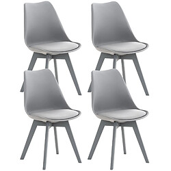 Decoshop26 Lot de 4 chaises de salle à manger cuisine ou bureau en plastique et synthétique gris pieds en bois 10_0000388