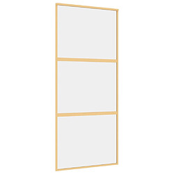 vidaXL Porte coulissante doré 90x205 cm verre ESG clair et aluminium