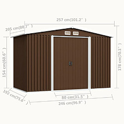 vidaXL Abri de stockage pour jardin Marron 257x205x178 cm Acier pas cher