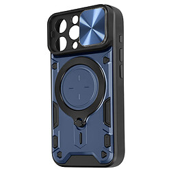 Avizar Coque pour iPhone 15 Pro Max Bague Métallique Bi-matière Antichoc Bleu