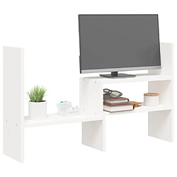 Avis vidaXL Support pour moniteur Blanc (39-72)x17x43 cm Bois de pin solide