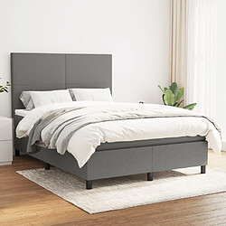 vidaXL Sommier à lattes de lit avec matelas Gris foncé 140x190cm Tissu