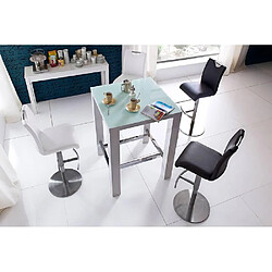 Avis Inside 75 Table de bar design JANIS 80 x 80 cm finition laque blanche brillante