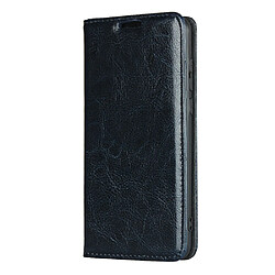 Etui en cuir véritable texture de cheval fou bleu pour votre Huawei P40