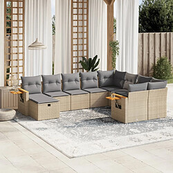 Maison Chic Salon de jardin avec coussins 10 pcs | Ensemble de Table et chaises | Mobilier d'Extérieur beige résine tressée -GKD29747