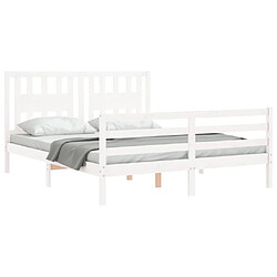 Acheter Maison Chic Lit adulte - Cadre Structure de lit avec tête de lit Contemporain blanc 160x200 cm bois massif -MN75329