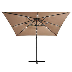 Avis ComfortXL Parasol Déporté Avec LED Et Mât En Acier 250x250 Cm Taupe