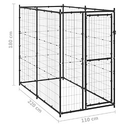 Helloshop26 Chenil extérieur cage enclos parc animaux chien d'extérieur pour chiens acier 110 x 220 x 180 cm 02_0000361