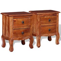 Maison Chic Lot de 2 Tables de chevet avec tiroirs - Tables de Nuit Bois d'acacia massif