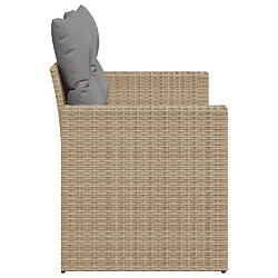 Acheter vidaXL Canapé de jardin avec coussins 2 places beige résine tressée