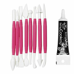 Scrapcooking 8 outils pâte à sucre + Stylo de glaçage noir