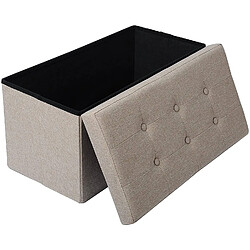 Helloshop26 Tabouret en lin avec espace de rangement beige 19_0000039