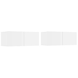 vidaXL Meubles TV 2 pcs Blanc brillant 80x30x30 cm Bois d'ingénierie