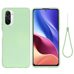 Coque en silicone souple avec sangle vert pour votre Xiaomi Redmi K40/K40 Pro/K40 Pro+/Poco F3/Mi 11i