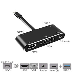 Wewoo V126 UCB-C / Type-C Mâle vers PD + HDMI + VGA + Audio + USB 3.0 Femelle 5 en 1 Convertisseur pas cher