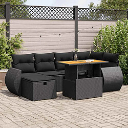 vidaXL Salon de jardin avec coussins 8 pcs noir résine tressée acacia