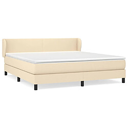 vidaXL Sommier à lattes de lit avec matelas Crème 160x200 cm Tissu