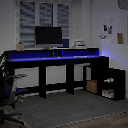 Acheter vidaXL Bureau avec lumières LED noir 200x104x91 cm bois d'ingénierie