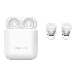 Motorola VerveBuds 110 Écouteurs Bluetooth 5.0 Imperméable IP54 Intra-Auriculaire Plastique Siri et Google Blanc