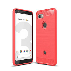 Wewoo Coque en TPU antichoc fibre de carbone texture brossée pour Google Pixel 3 Lite (rouge)