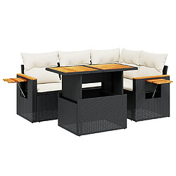 Maison Chic Ensemble de 5 Tables et chaises d'extérieur avec coussins,Salon de jardin noir résine tressée -GKD211878