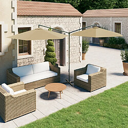 vidaXL Parasol de jardin double avec mât en acier taupe 600 cm